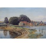 WILLIAM SIDNEY COOPER (1854-1927) A WEIR SCENE ON A SUMMER DAY Signed and dated 85, watercolour,