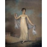 ADAM BUCK (1759-1833) PORTRAIT OF A GIRL Standing full length, wearing a white dress and holding a