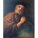 FOLLOWER OF PIER FRANCESCO MOLA (1612-1666) THE PENITENT ST. PETER Oil on canvas 75 x 62.5cm. ++