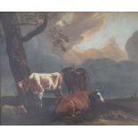 AFTER PAUL POTTER (1625-1654) CATTLE AND SHEEP Oil on panel 39 x 47cm. ++ Retouched along horizontal