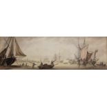 SAMUEL ATKINS (Fl.1787-1808) VICTUALLING THE FLEET Signed, watercolour and pencil 9.5 x 29.5cm. ++