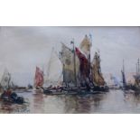 THOMAS BUSH HARDY (1842-1897) FISHING FLEET AT ANCHOR, VENICE Signed and dated 1883, watercolour 9 x