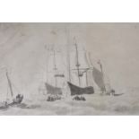 A GROUP OF FIVE `OLD MASTER` DRAWINGS comprising works in the style/manner of Willem van de Velde (