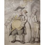 THOMAS ROWLANDSON (1756-1827) THE DISAPPROVING FATHER Pen and ink and coloured washes 27 x 21.