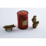A LATE VICTORIAN TIN VESTA HOLDER with "Go-to-Bed" in the form of a post box, printed with the