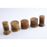 FIVE MAUCHLINIE-WARE VESTA BOXES with "Go-to-Bed" sockets:- Clifton Suspension Bridge, Athole