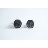 TWO SWEDISH CUT STEEL SEALS with engraved coats of arms, viz. Hagerflycht of Swabia and Samuel