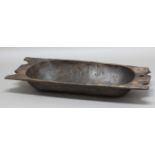 CONTINENTAL FRUITWOOD DOUGH BOWL, probably 19th century, of two handled oval form, length 111cm