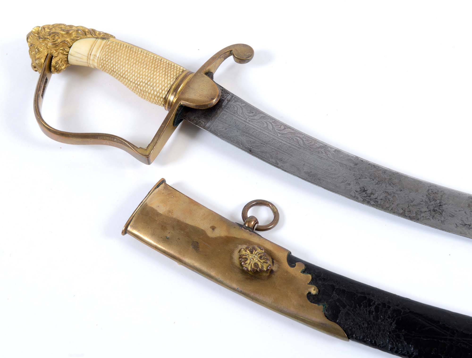 A GEORGIAN OFFICERS SWORD. A highly decorated sword by Osborn & Gunby, C1806-1808 period. Ivory