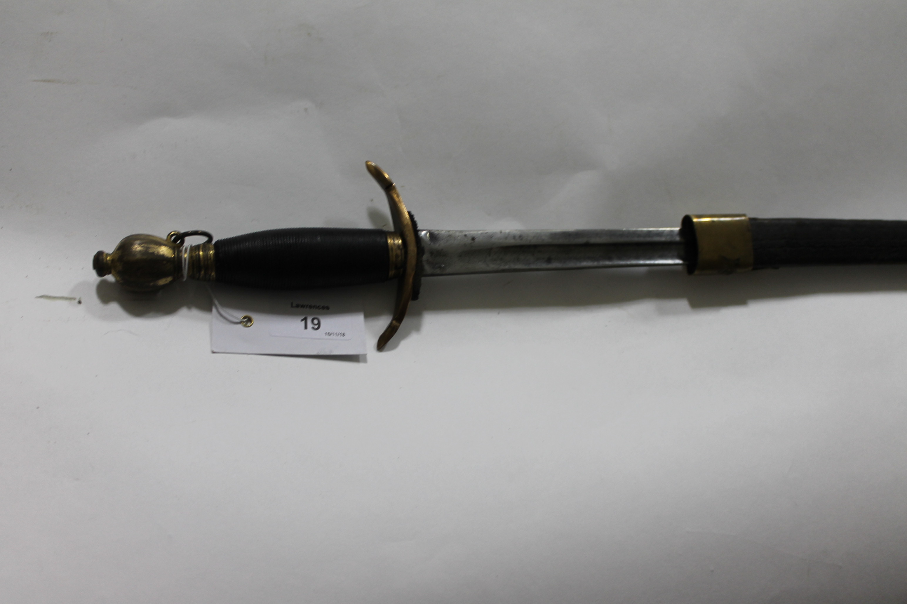 A GEORGIAN DIRK OR SIDEARM. A C1790's officers sword, shortened for wear as a dirk or sidearm.