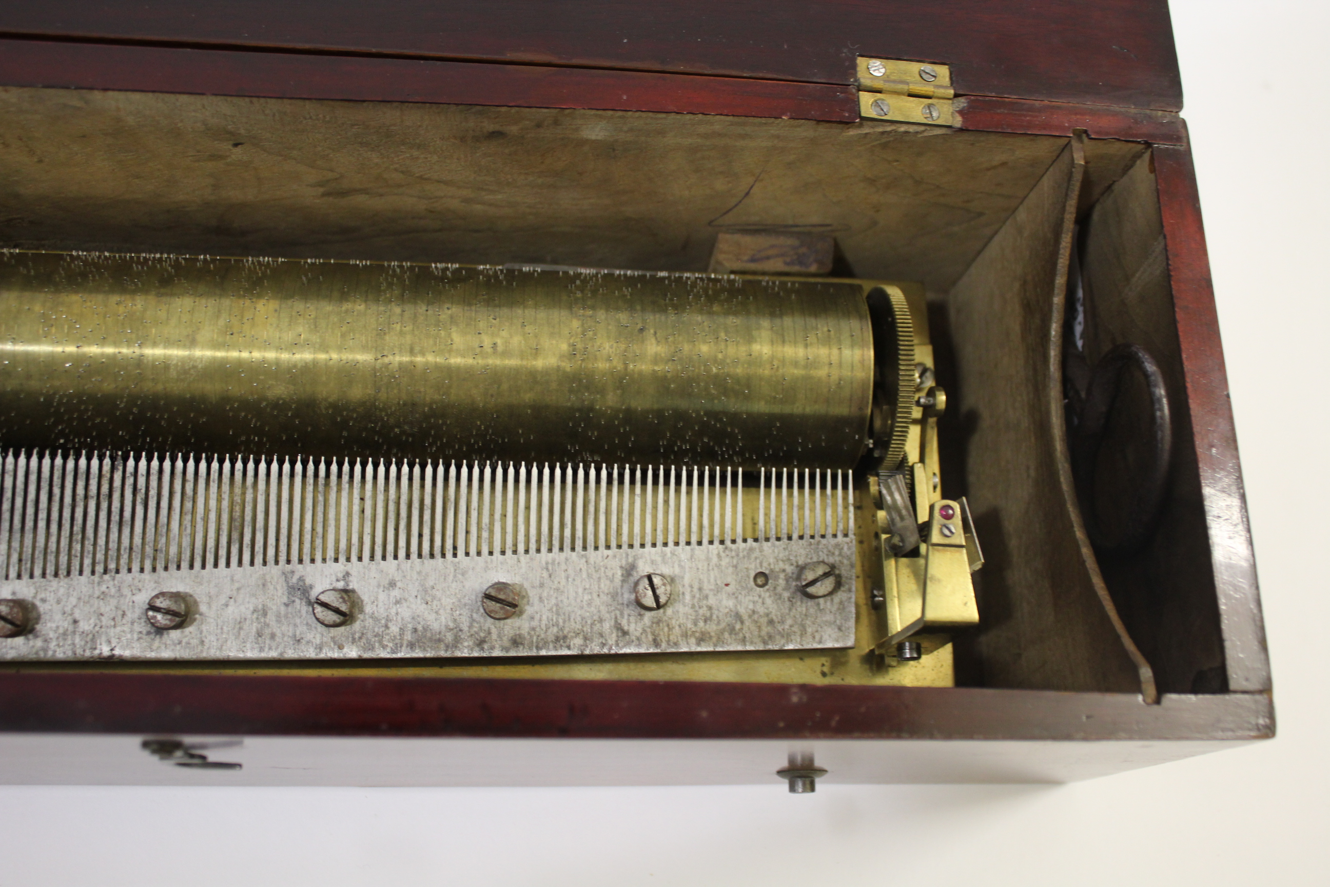 19THC MUSICAL BOX - 6 AIRS a musical box with a fold down flap on one side, to reveal 3 brass levers - Image 5 of 9