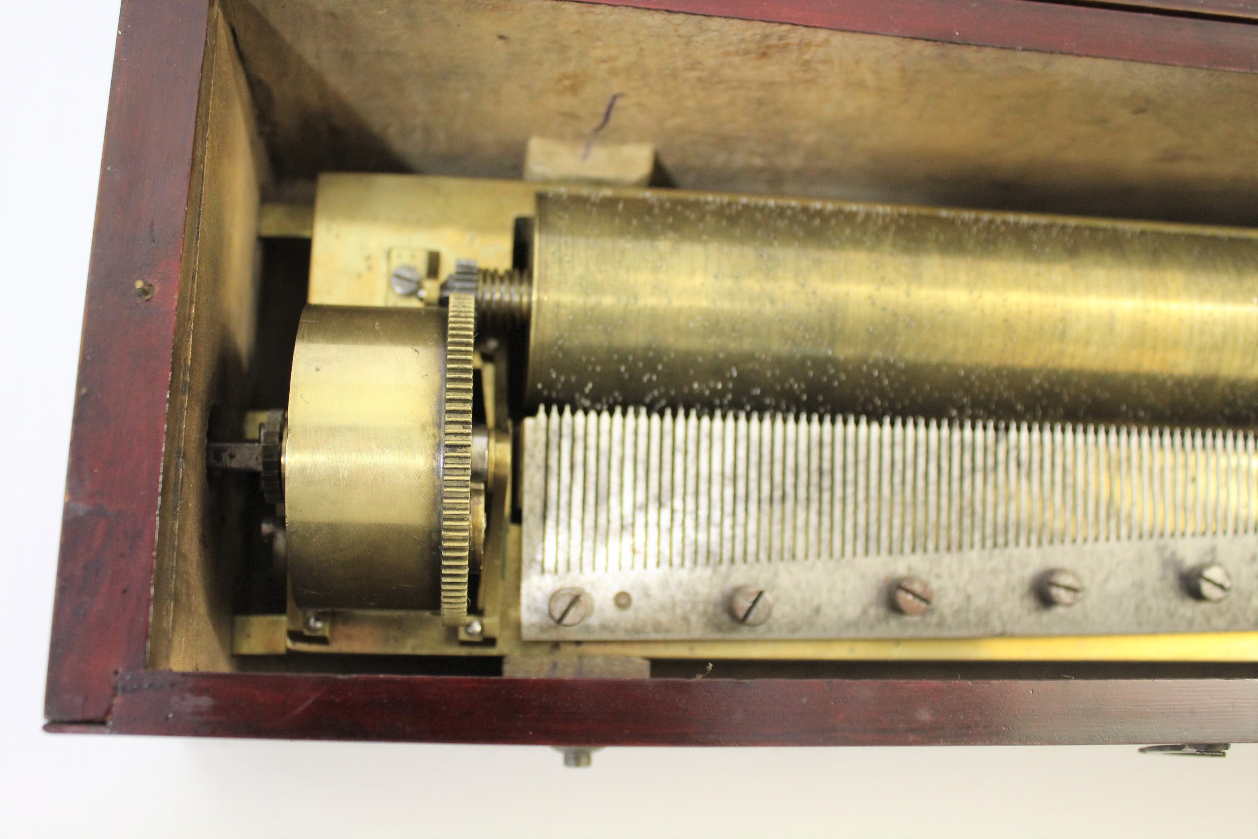 19THC MUSICAL BOX - 6 AIRS a musical box with a fold down flap on one side, to reveal 3 brass levers - Image 4 of 9