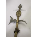 6 HALBERD PROCESSIONAL POLES - STARKIE CREST 6 halberds, the top section made in metal and each with