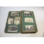 LARGE POSTCARD ALBUM including greetings cards, Clan Tartan cards, military and naval cards (Army