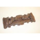 BLACK FOREST BOOK SLIDE - FOXES a carved wooden book slide, the two ends carved in the form of