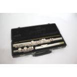 CASED FLUTE - BUFFET CRAMPON a flute in three sections and in a fitted case, the centre section