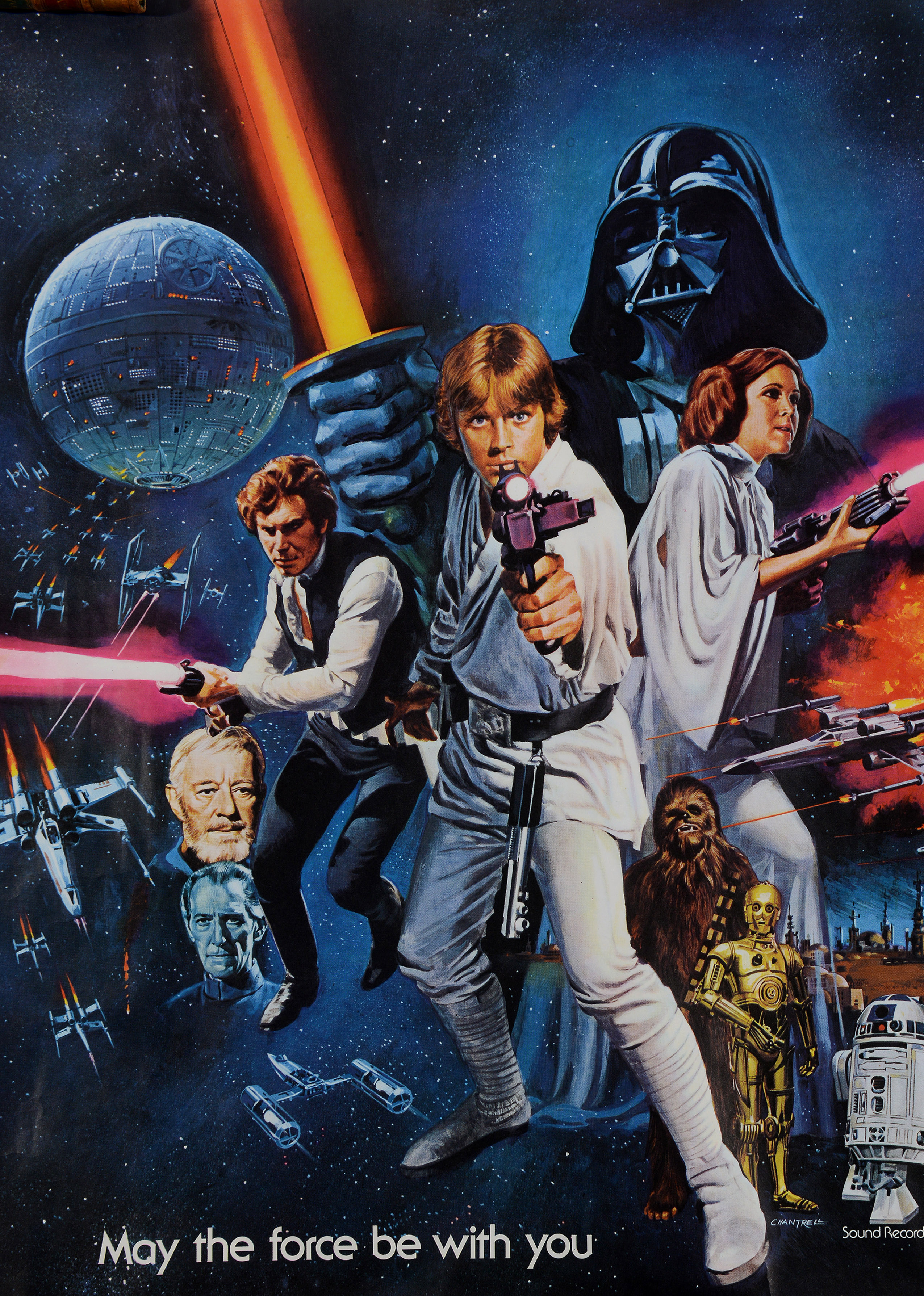 STAR WARS, British quad movie poster, 1977, Academy Awards version, with artwork by Tom Chantrell, - Image 3 of 5