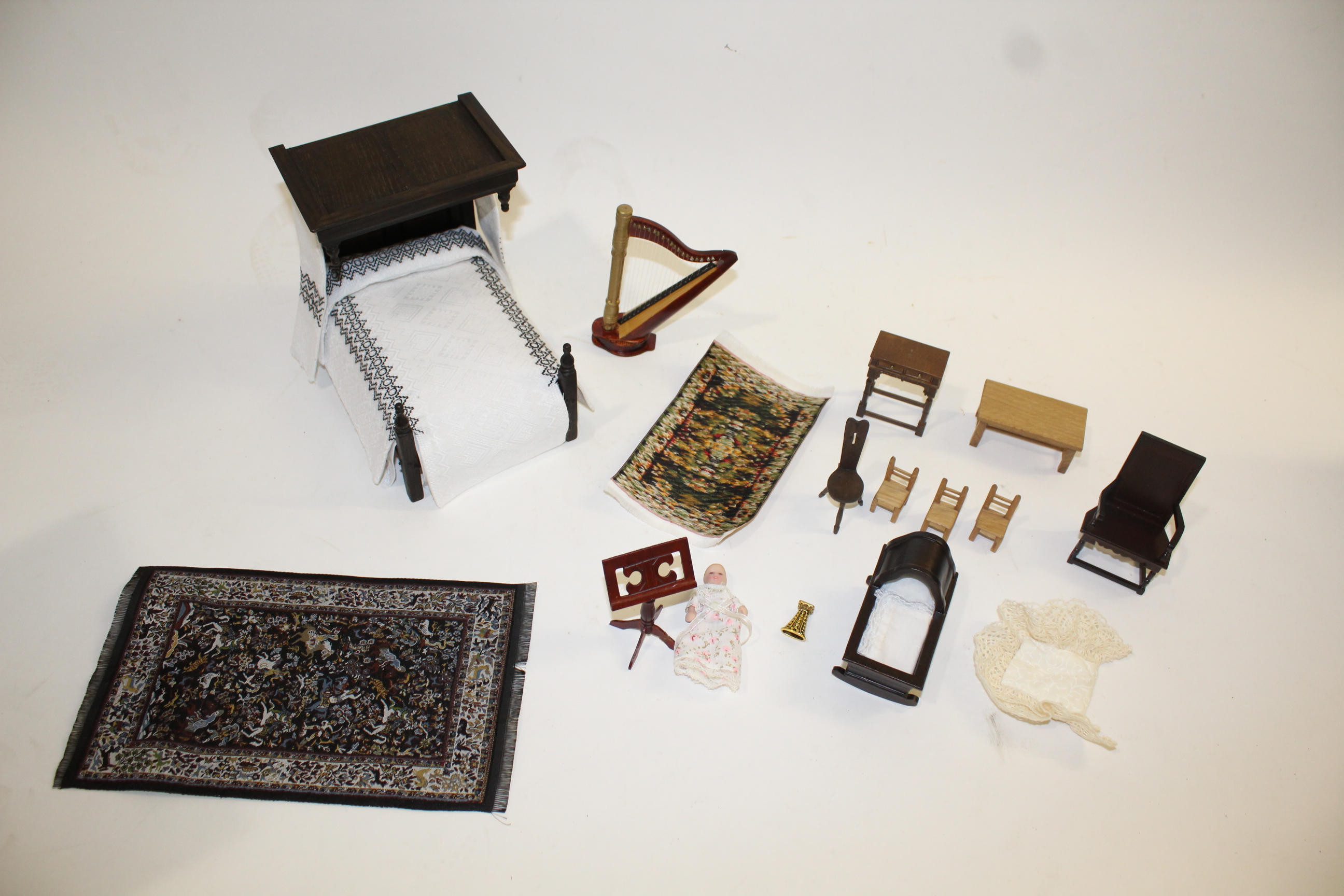 TUDOR STYLE MODERN DOLLS HOUSE & CONTENTS a modern 3 storey wooden dolls house in the Tudor style, - Image 9 of 11