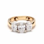 14KT Three Stone Diamond Ring