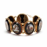 Antique 14KT Gold Grand Tour Micro Mosaic Link Bracelet