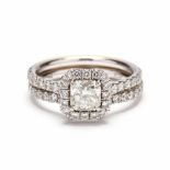 18KT White Gold Radiant Cut Diamond Wedding Set