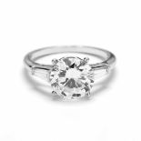 Unmounted Round Brilliant Cut Diamond with Platinum and Diamond Mount