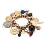 18KT Gold Multi Charm Link Bracelet