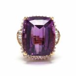 14KT Gold Amethyst and Diamond Ring