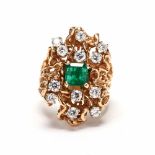 14KT Emerald and Diamond Ring