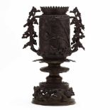 A Japanese Meiji Bronze Censer and Stand