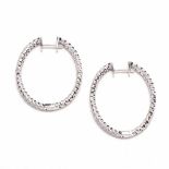 Pair of 14KT White Gold and Diamond Ear Hoops