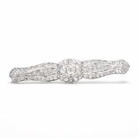 Antique Platinum and Diamond Bar Brooch