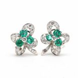 Platinum, Emerald, and Diamond Ear Clips