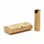 18KT Two Color Gold Cigarette and Lighter Case