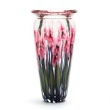 John Lotton (IL, 20th Century), Tall Floral Art Glass Vase