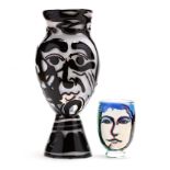 William Bernstein (NC), Two Portrait Glass Vases