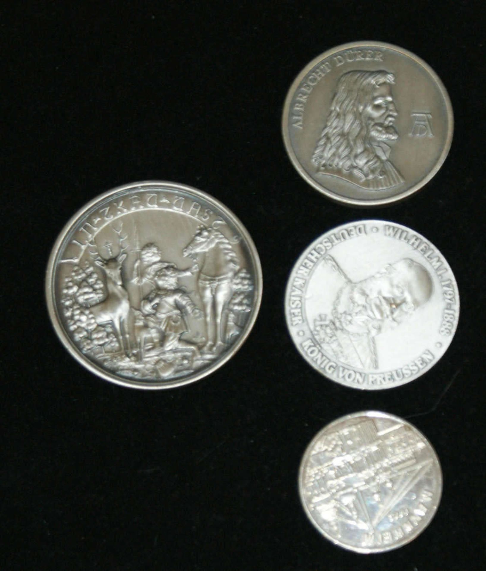 4 Medaillen, versilbert, hochwertige Prägung, dabei Albrecht Dürer, etc. - Bild 2 aus 2