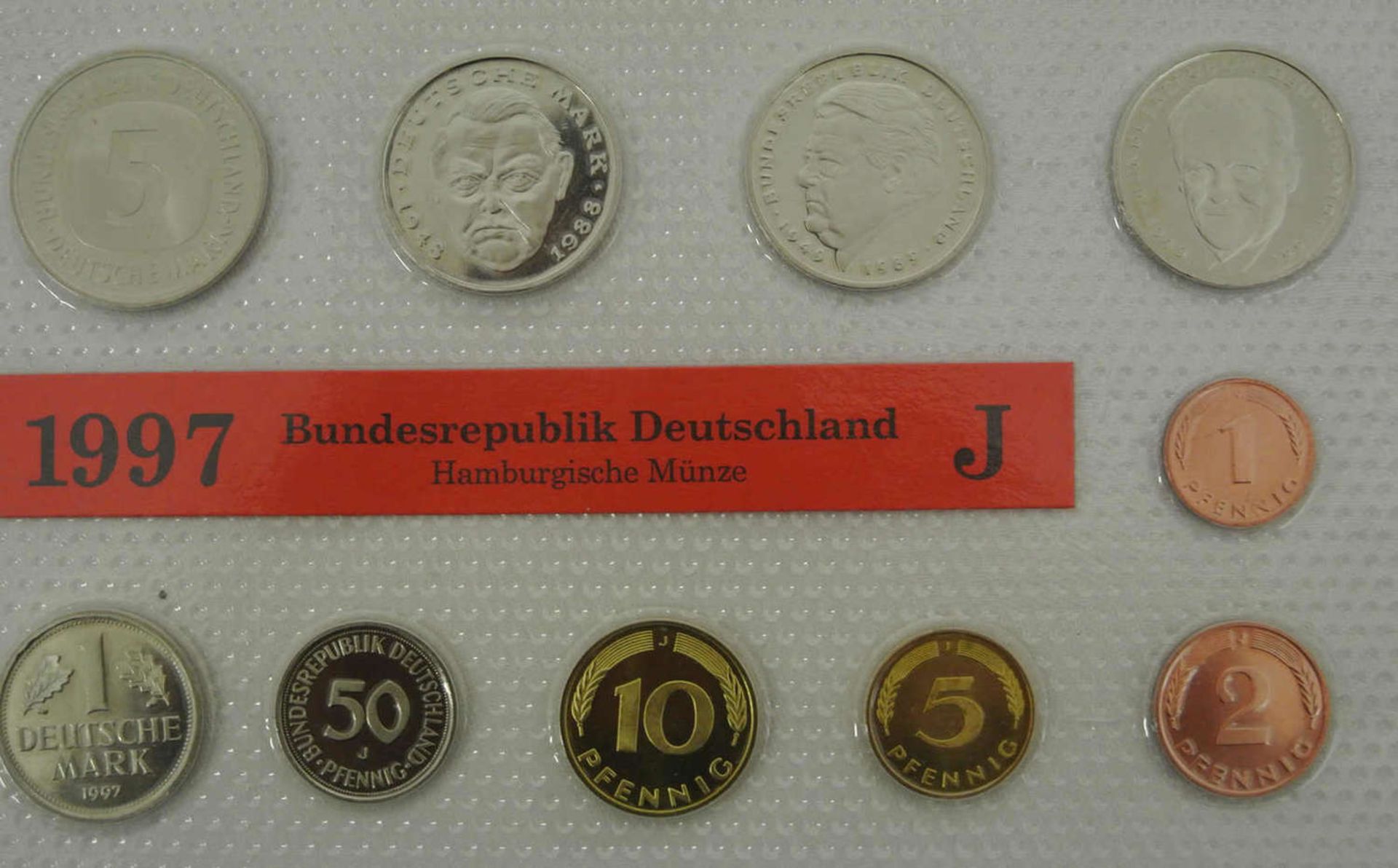 BRD Kursmünzsatz, 1997 A-J, 1 Pfennig - 5 DM, eingeschweißt BRD course coin set, 1997 A-J, 1 Pfennig - Image 2 of 2