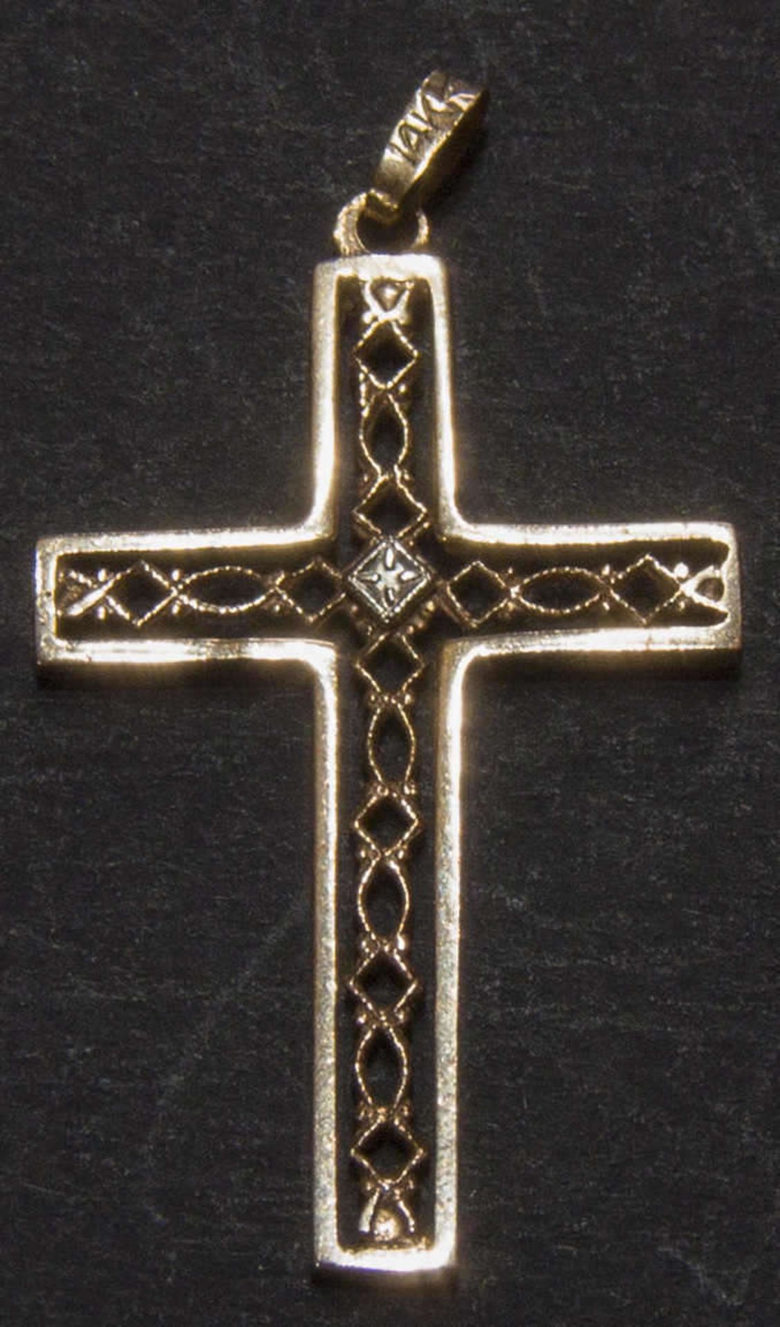 kleines Goldkreuz, 585er Gelbgold, 14 ct. Gewicht ca. 1,5 gr