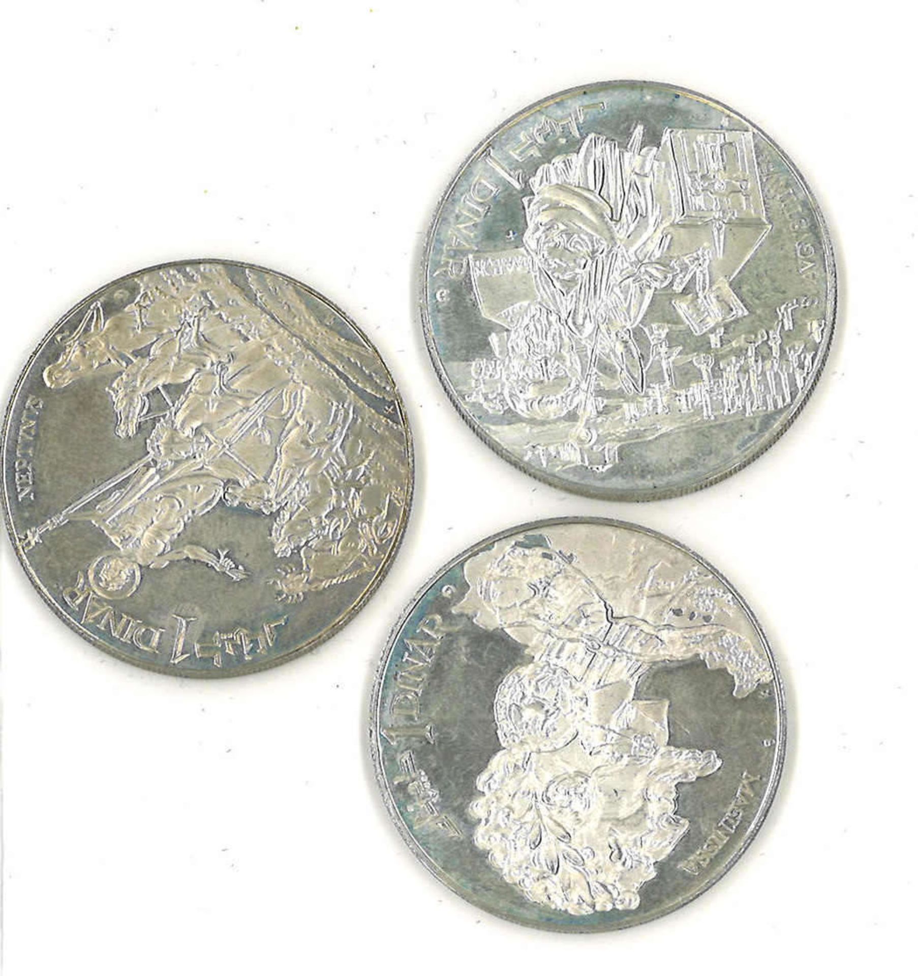 schönes Lot von 3 x 1 Silber Dinar, Tunesien