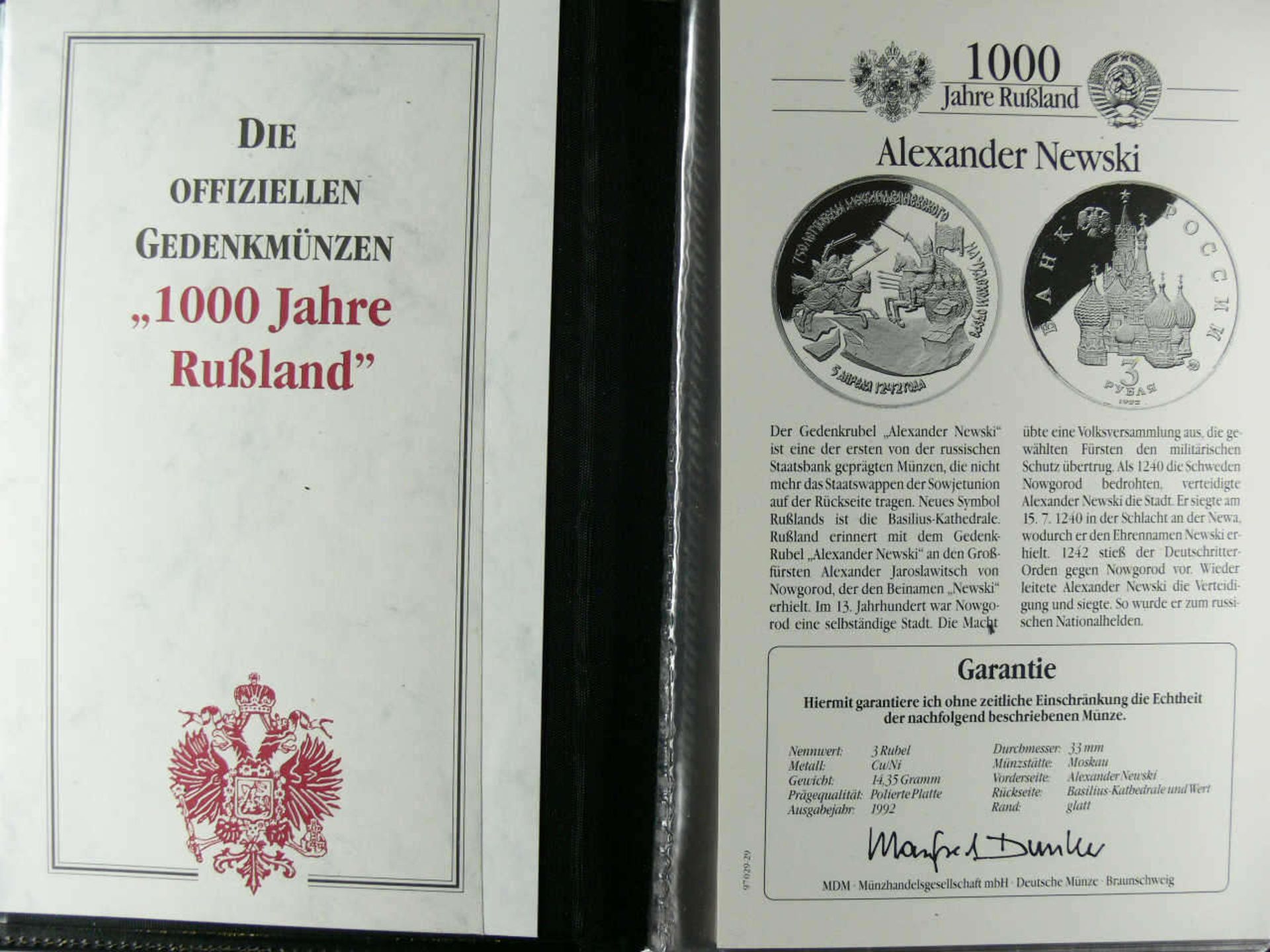 Gedenk - Münzen - Sammlung "1000 Jahre Rußland". 21 Münzen dabei 4 x 1 oz Silber - Münzen mit den