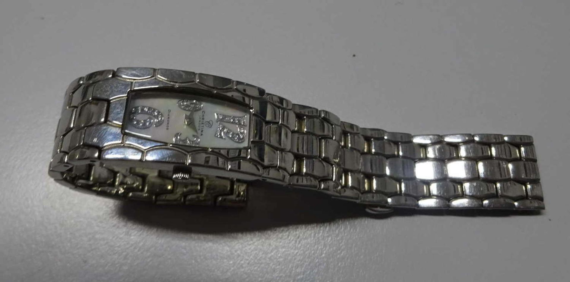 Damenarmbanduhr, Christina London, Swiss Made Diamond Timepieces. Damenuhr mit 20 Diamanten