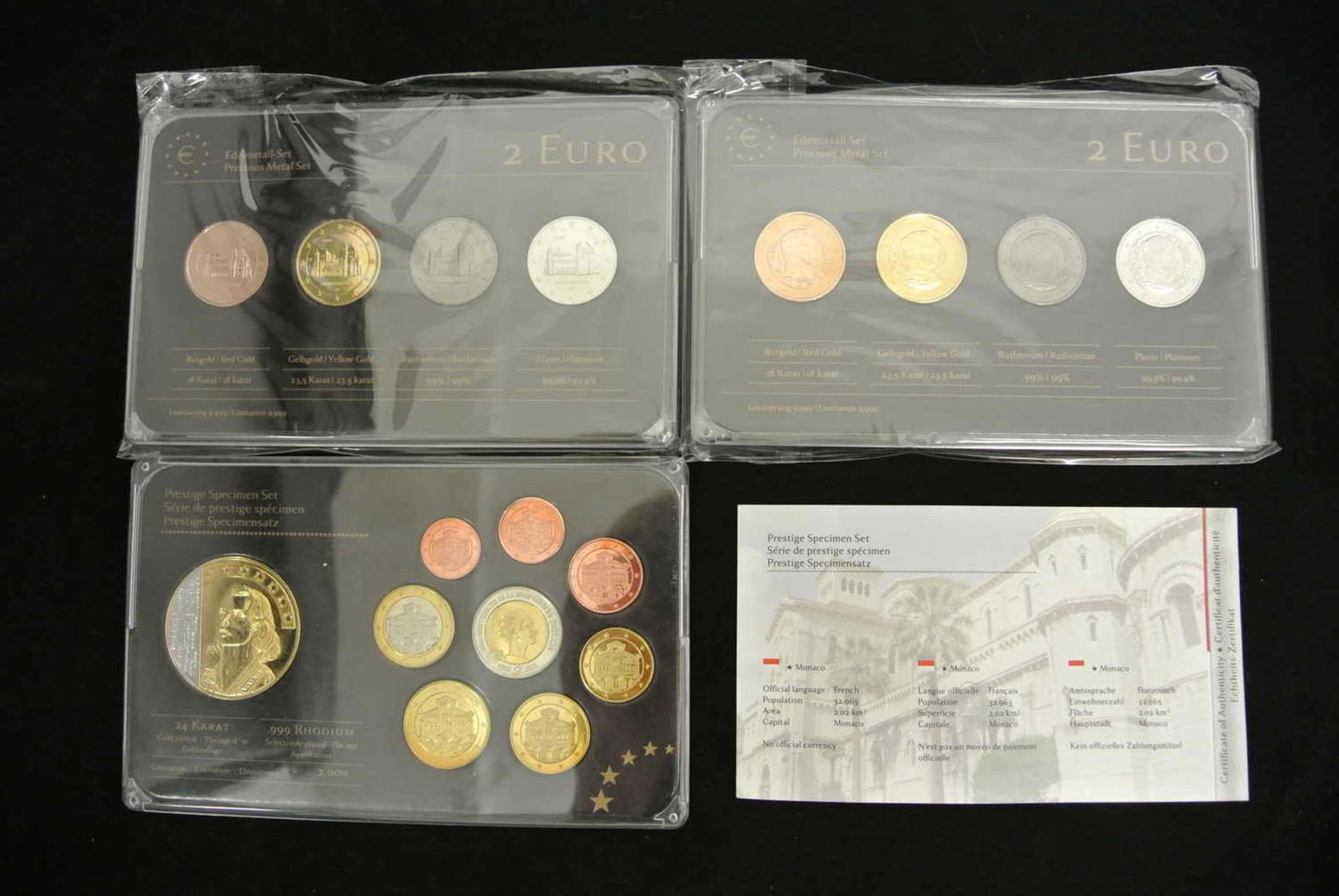 Lot Europa Münzen, bestehend aus 1x Prestige 2 Euro Edelmetallsatz Deutschland, 1x Prestige 2 Euro
