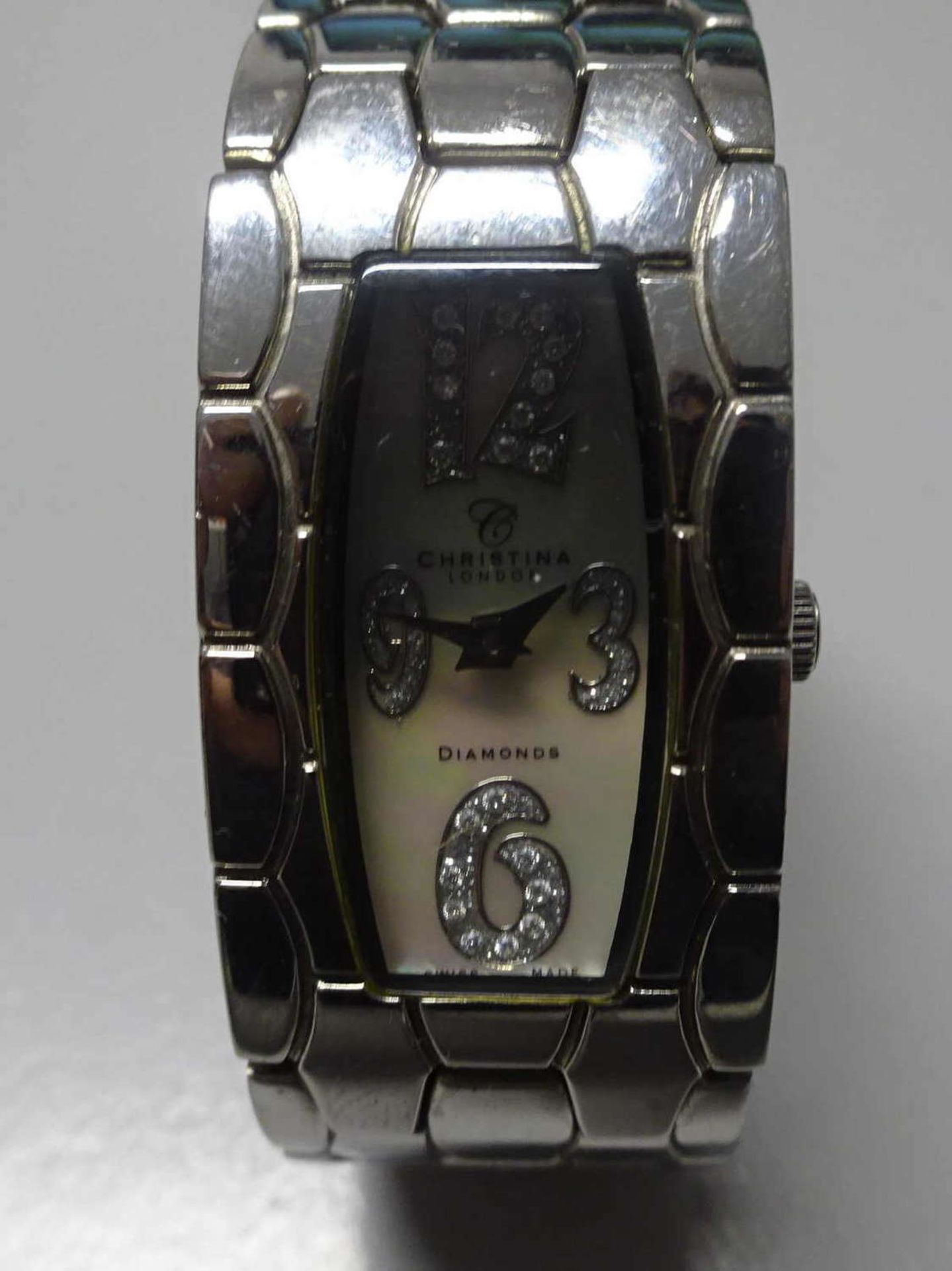 Damenarmbanduhr, Christina London, Swiss Made Diamond Timepieces. Damenuhr mit 20 Diamanten - Bild 2 aus 2