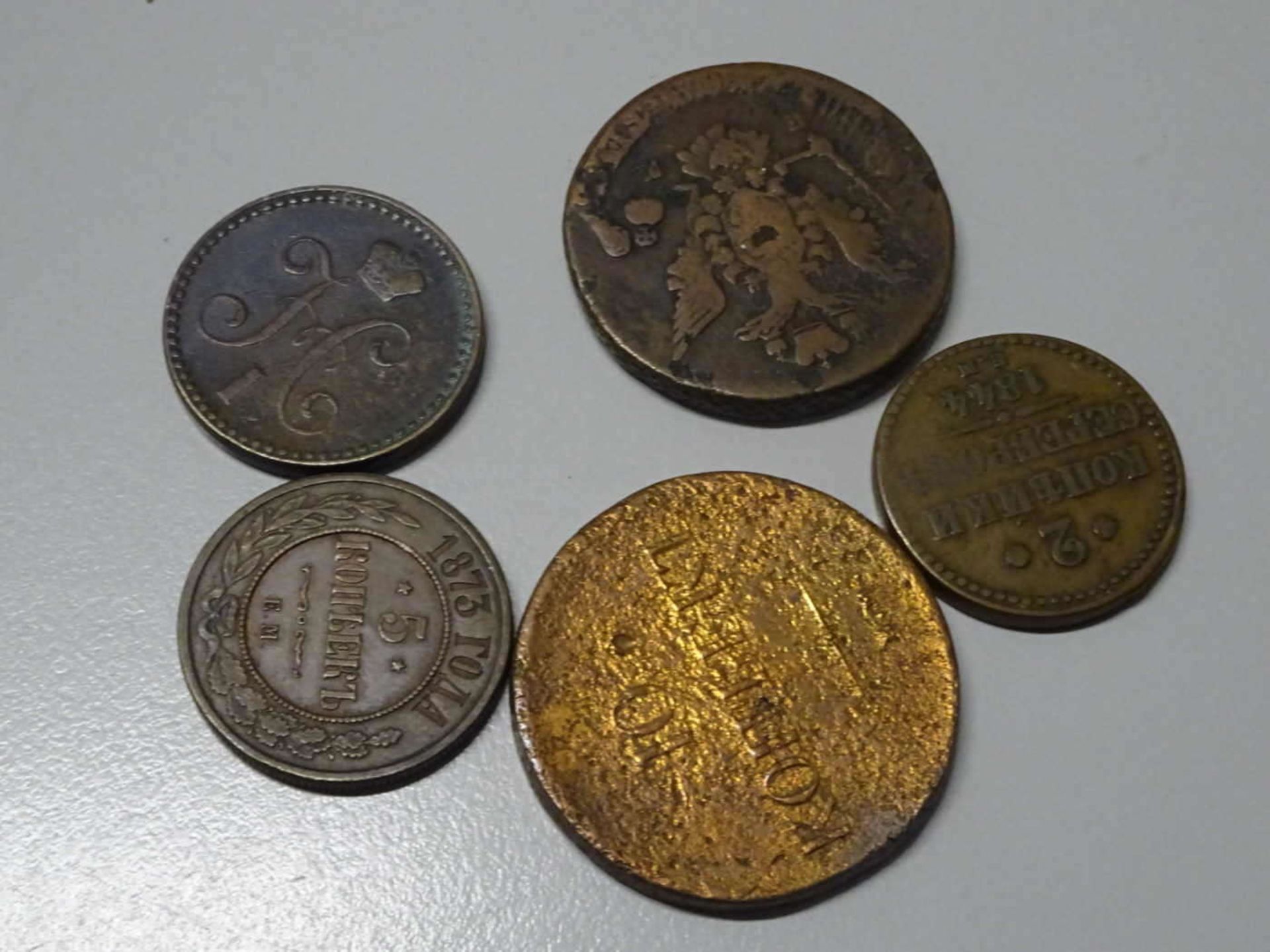 altes Lot Münzen Russland, insg. 5 Stück, dabei auch Großmünzen. Bitte besichtigen - Bild 2 aus 2