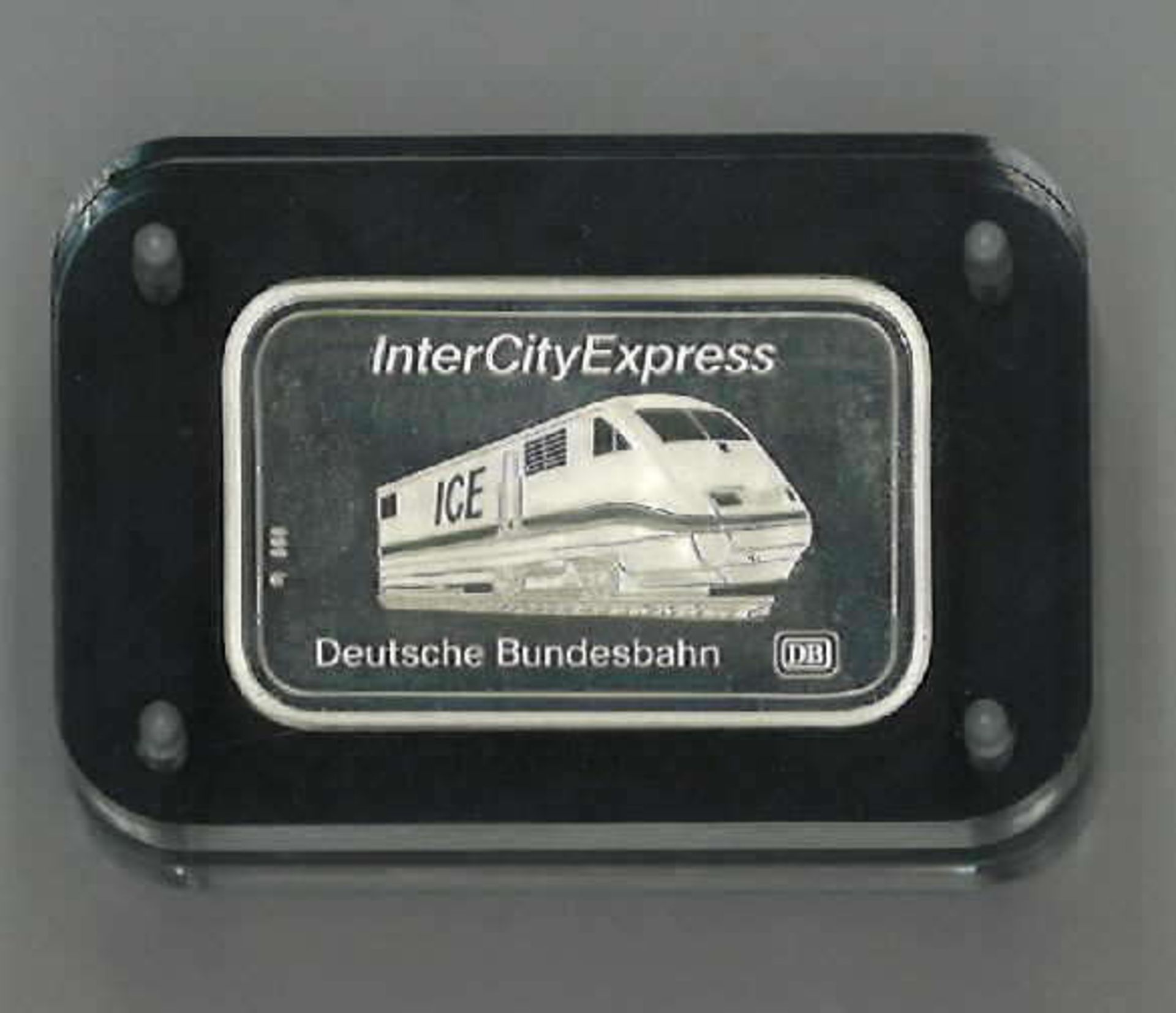 Silber-Motivbarren, Vorderseite/Rückseite Hannover Hbf + Inter City Express. Feinsilber 999. Gewicht