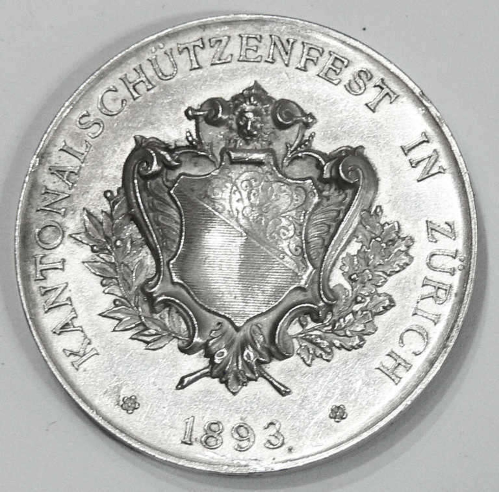 Zürich 1893, Medaille Kantonalschützenfest in Zürich, Silber. Von Richard Kissling. Vorderseite: - Bild 2 aus 2