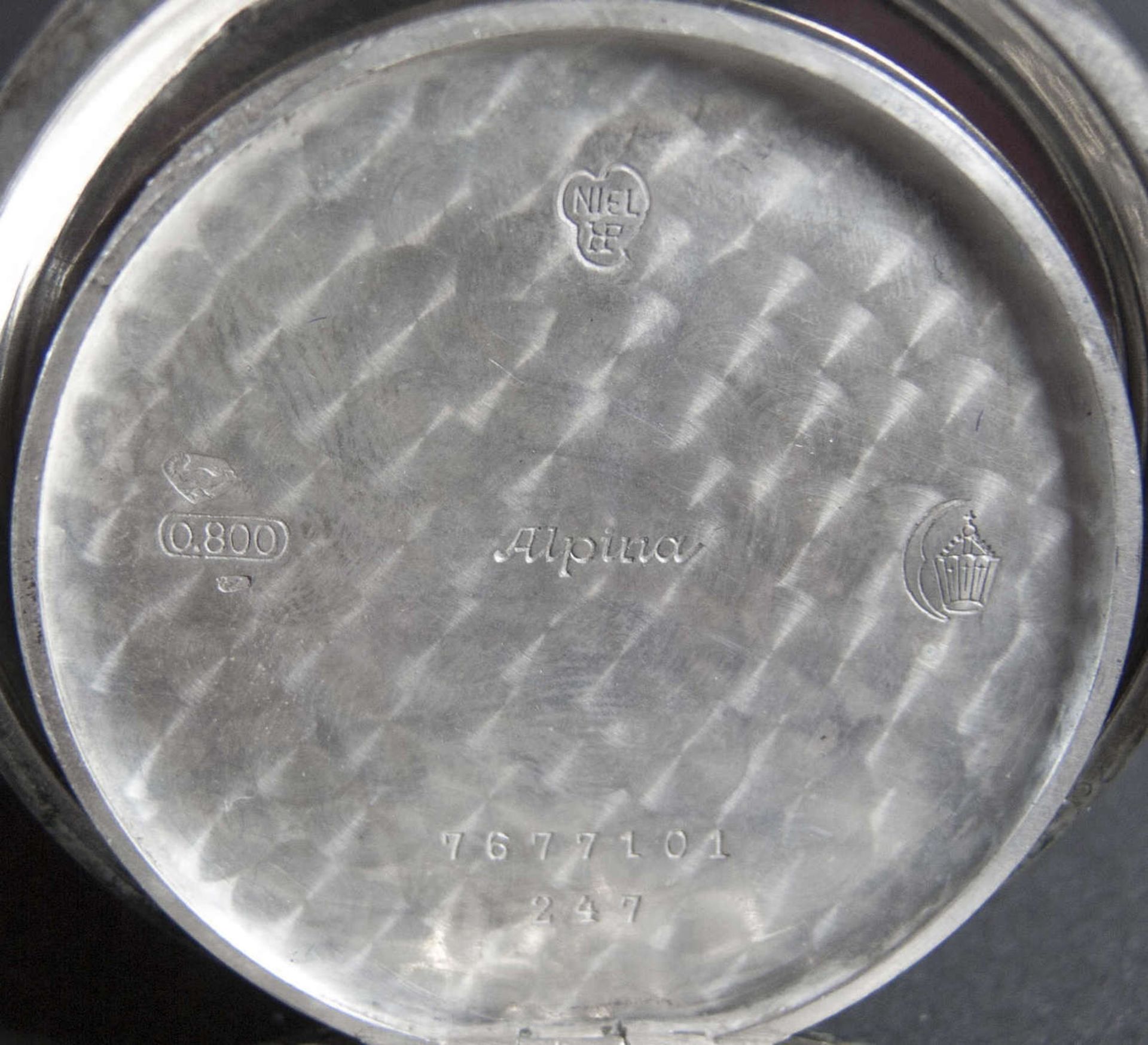 Alpina Taschenuhr, Silber 800. Nr. 7677101, Werk: #327.Arabische Ziffern, Kleine Sekund. Gehäuse - Bild 4 aus 5