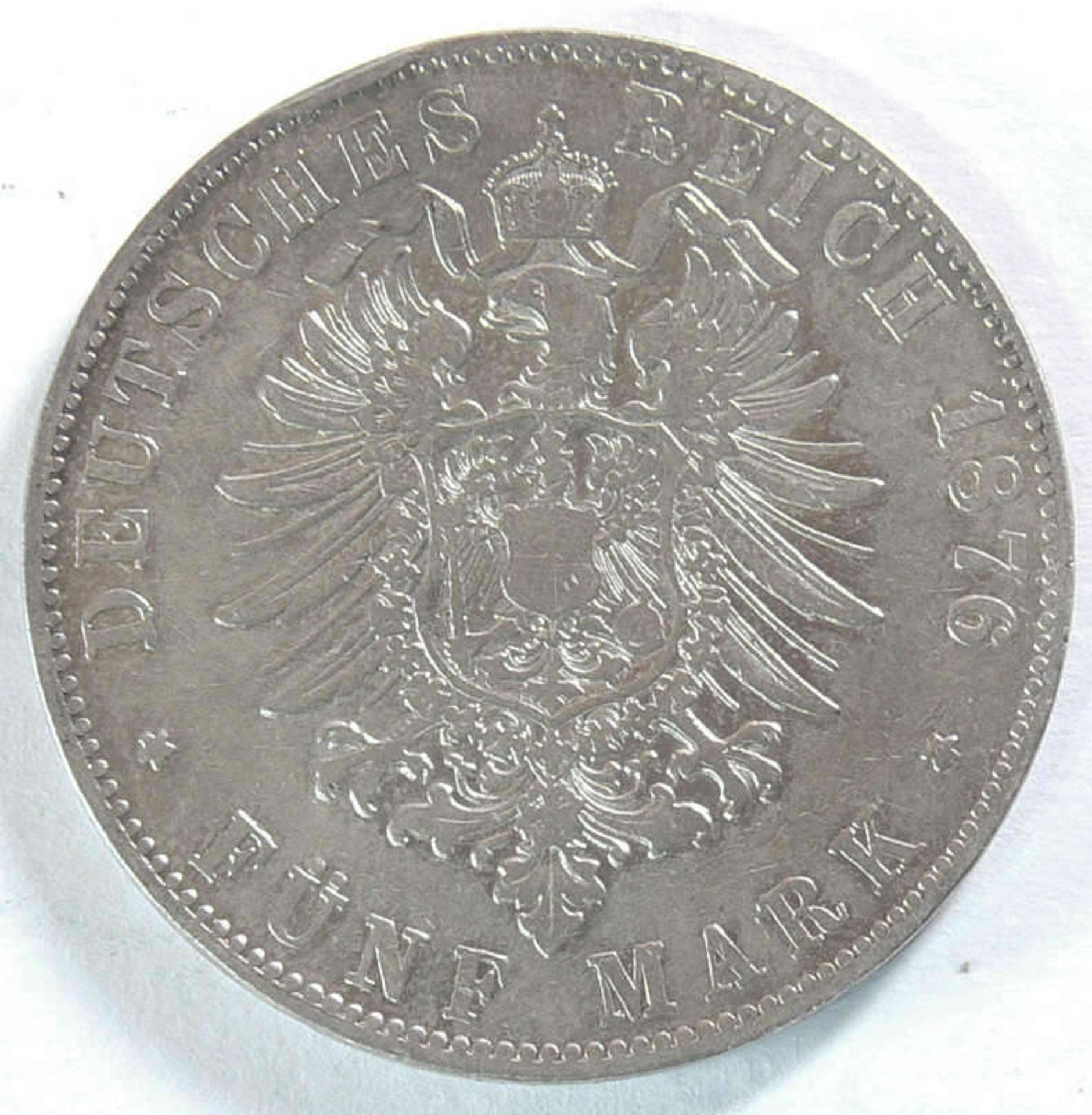 Baden 1876, 5.- Mark - Silbermünze "Friedrich - Großherzog von Baden". Jaeger: 27. Offenes A. - Bild 2 aus 2