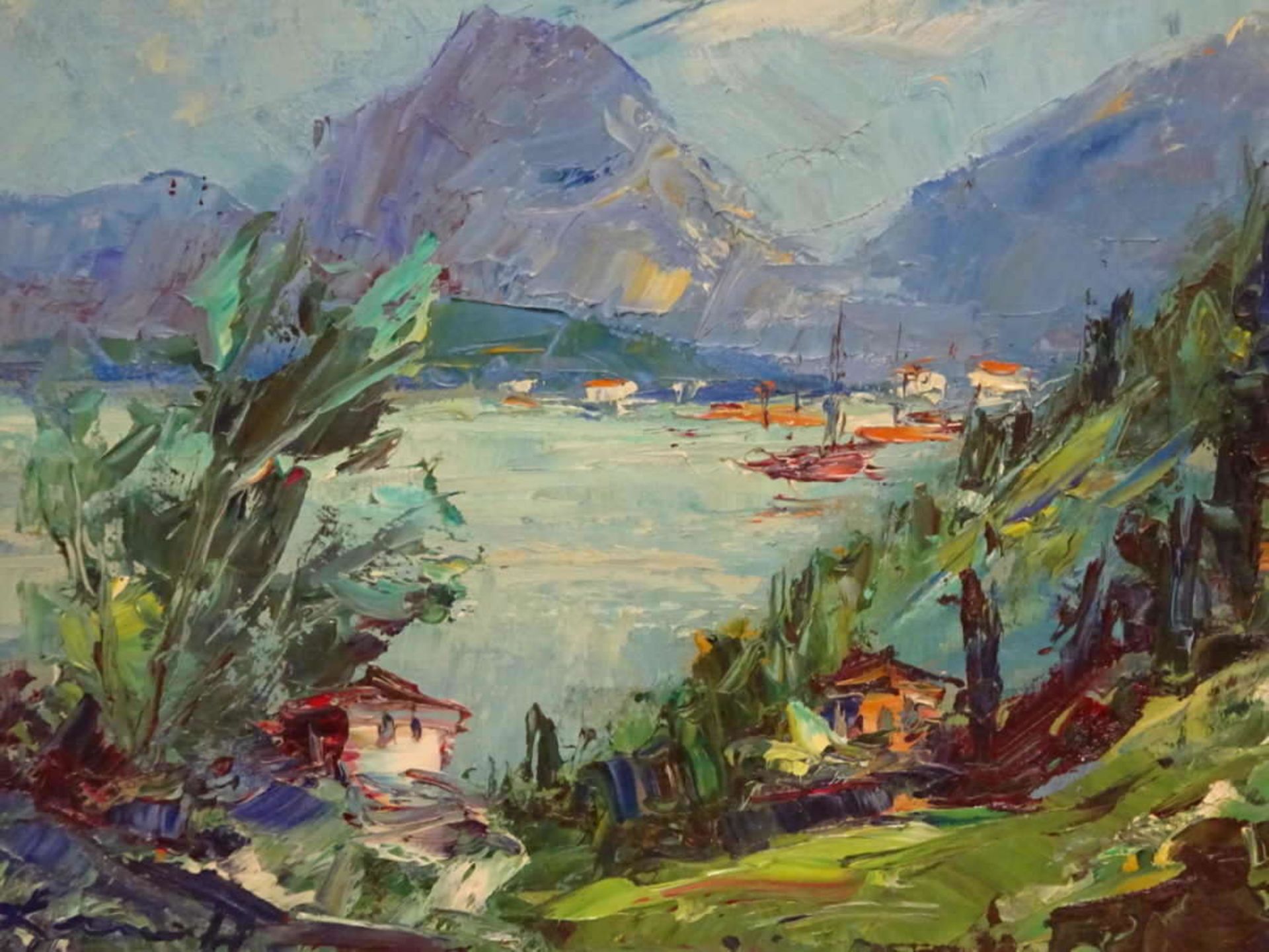 Robert Laut (1896-1985), Ölgemälde auf Leinwand "Bucht von St. Margherita". Robert Lauth - Bild 2 aus 3
